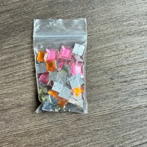 NWOT Ofray Pink Orange Yellow Colorful Square Mosaic Tile Beads